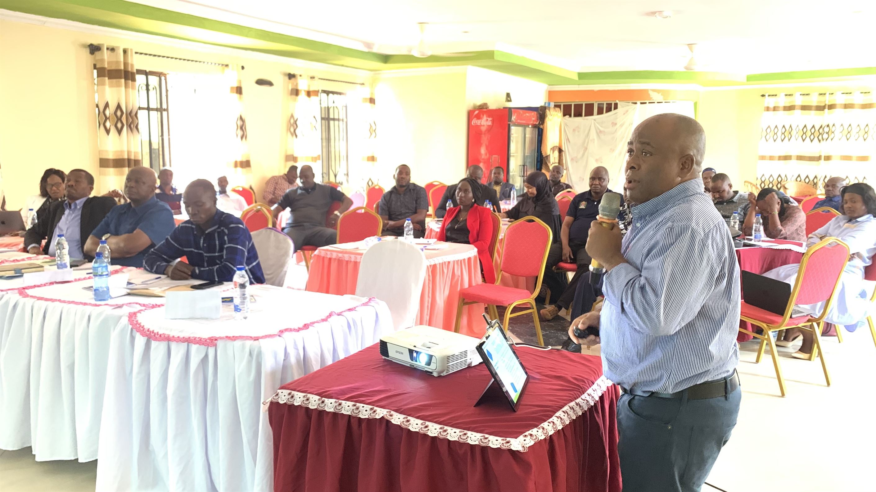 A researcher fro SUA, Dr. Winfred Mbungu presenting results on Enviromental Flow of Mbarali River.