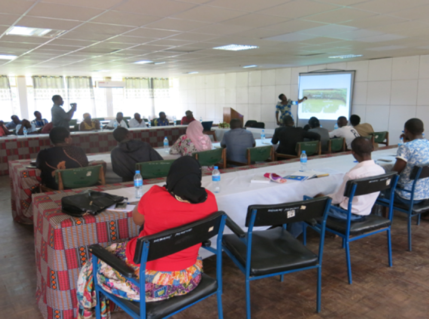Fish farming short course participants during training session at ICE