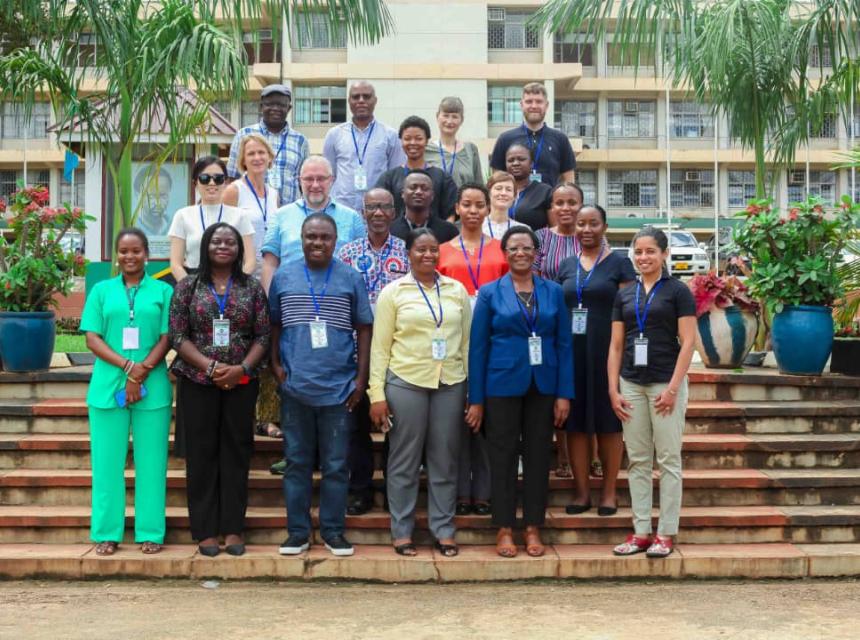 A group photo of the researchers from five countries implementing the research project